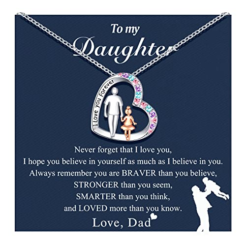 Daughter Gifts Necklace from Dad Daddy Father Daughter Gifts for Little Girls Jewelry 6 7 8 9 10 11 12 13 14 16 Year Old Birthday Valentines Day Girls Christmas Gifts for Tween Teen Teenage Girl Ideas