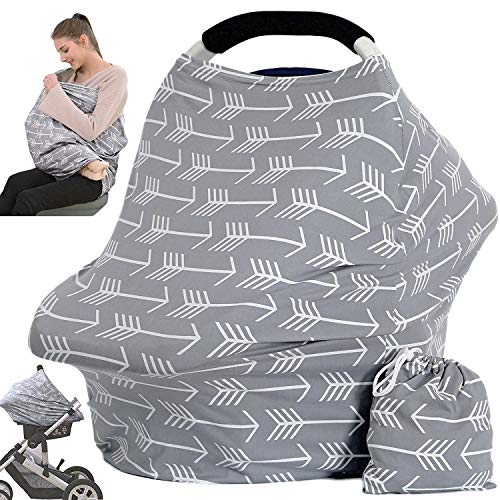 Car Seat Canopy Breastfeeding Cover - Multi Use Baby Stroller and Carseat Cover, Breastfeeding Covers, Boys and Girls Shower Gifts (Classical Arrows)