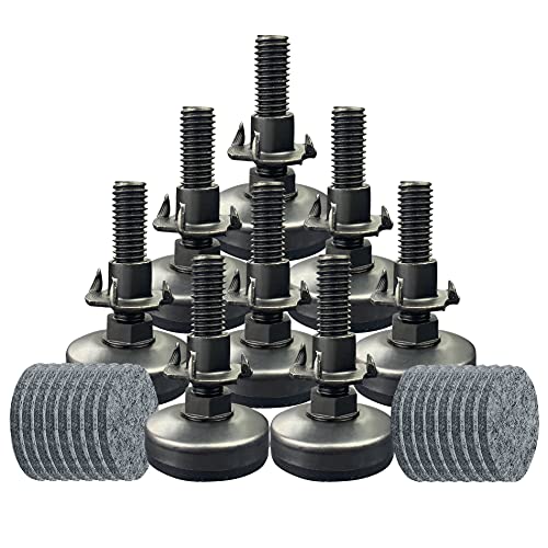 8 Pack Adjustable Leveling Feet Furniture Levelers Table Feet Heavy Duty Leg Levelers for Cabinets Sofa Tables Chairs(Support 1320LBs, T-Nut Kit 3/8-16 Thread, Large Base,Black)
