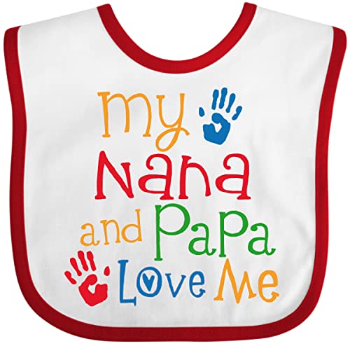 inktastic My Nana and Papa Love Me Baby Bib White and Red 3ef0e