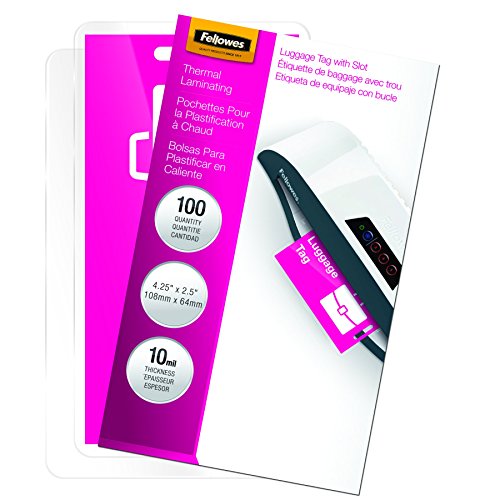 Fellowes, Hot Laminating Pouches, 10 Mil, Luggage Tag, 100 per Pack (52062)