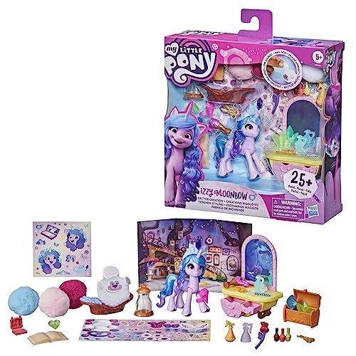 My Little Pony: A New Generation Movie Story Scenes Critter Creation Izzy Moonbow - Toy with 25 Accessories and 3-Inch Purple Pony