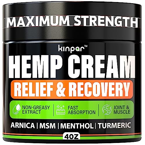 Natural Hemp Cream with Turmeric, Msm, Arnica - Hemp Cream Maximum Strength for Discomfort in Back, Hips, Joints, Knees, Elbows - Maximum Joint Support with Hemp Oil Extract Gel - 4 oz