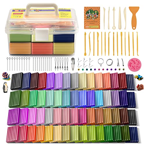 Aestd-ST Polymer Clay 60 Colors, Modeling Clay for Kids DIY Starter Kits, Oven Baked Model Clay, Non-Sticky,with Sculpting Tools, Holiday Gift for Children and Artists.