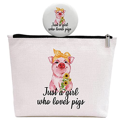 Ringshine Pigs Lover Gift, Birthday Gift for Her Best Friend Sister, Cute Pig Animal Gift Makeup Bag, Letter printing, (Y141)