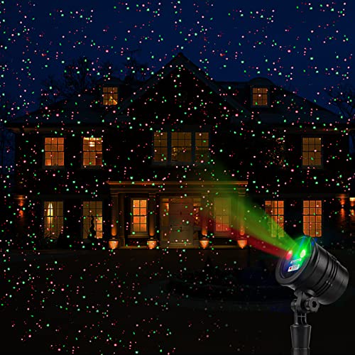 Christmas Projector Lights Outdoor, Led Waterproof Christmas Laser Lights Landscape Spotlight Red and Green Star Show with Remote Decorative for Bedroom Outdoor Garden Patio Wall Holiday Party