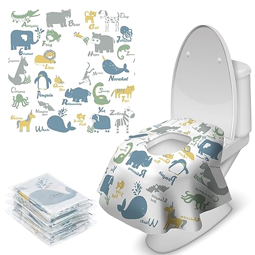 Toilet Seat Covers Disposable, 20 Pcs Extra Large Waterproof Toilet Cover for Toddlers Adults, Portable Individually Wrapped Travel Essentials for Kids Potty Training, Public Restrooms, Road Trip
