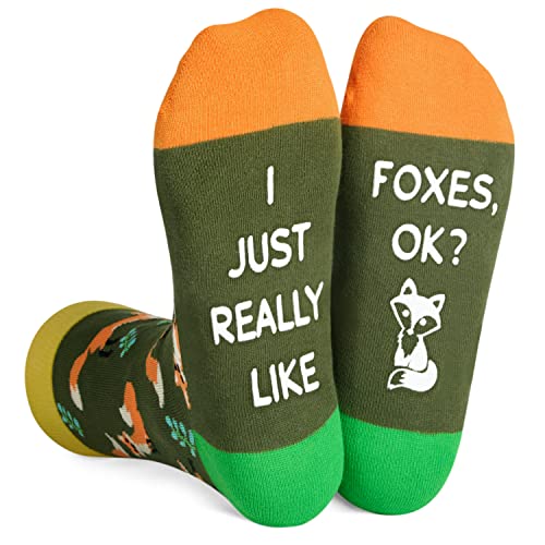 Zmart Funny Fox Gifts Fox Socks for Women Men, Novelty Crazy Silly Fun Socks
