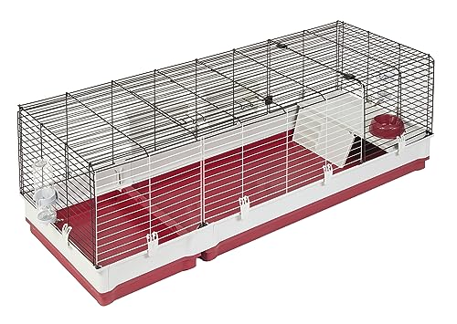 Midwest Homes for Pets Deluxe Rabbit & Guinea Pig Cage, XX-Large, White & Red