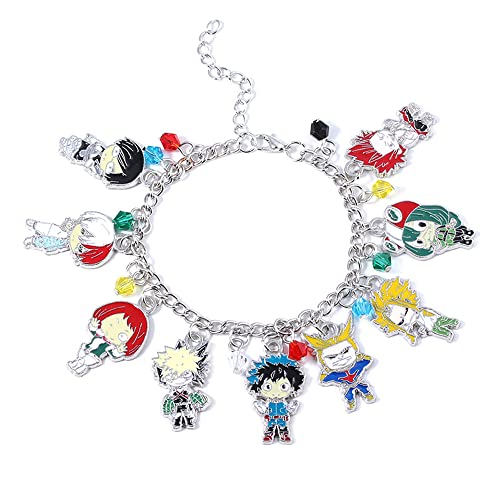 HEN-NIGHT My Hero Academia Fashion Novelty Charm Bracelet Anime Manga Series Midoria Izuku Katsuki Bakugo Ochaco Uraraka Tenya Iida Shoto Todoroki Tsuyu Asui Eijirō Kirishima All Might charm bracelet