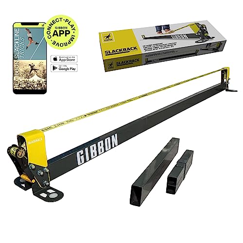 Gibbon Slacklines Slackrack Classic, black/yellow, setup length: 2m or 3m, line width: 50mm/2', height 30cm, perfect leisure activity, Medium