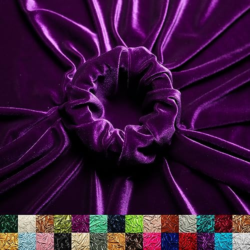 Ice Fabric Stretch Velvet Fabric by The Yard - 60' Wide Soft Stretchy Fabric for Sewing Clothes, Apparel, Costume, Crafts - 90% Polyester 10% Spandex - Purple - 1 Yard