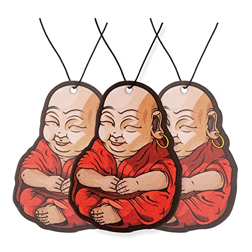 Buddha Car Air Freshener 3 Pack Scented With Essential Oils By Fresh Fresheners (6 Pack, 3 Scents)