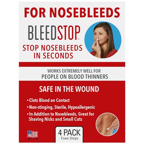 BleedStop Nosebleed Strips Stops Nose Bleeding in Seconds Even for Blood Thinner Patients Most Effective Product Available, 4 Count (Pack of 1)