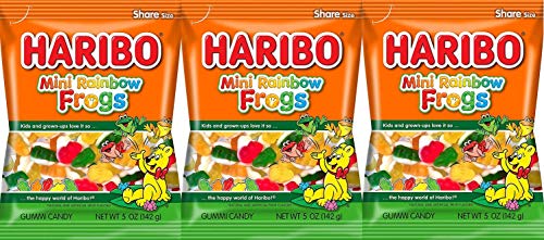 Haribo Gummies-Mini Rainbow Frogs-5 Oz-3 Count