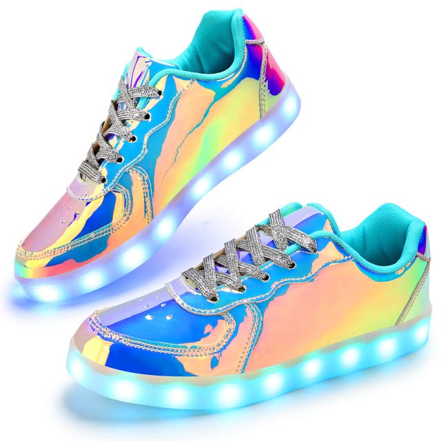 Padgene Women's Men's LED Lights Up Shoes Unisex Low Top Luminous Flashing Trainers USB Charging Lace Up Couples Party Dancing Shoes
