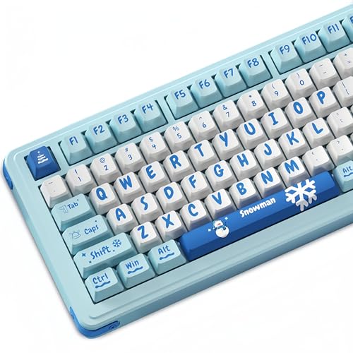 ZMX Custom Keycaps Set,Cherry Profile PBT Dye Sublimation Cute Keycap with Key Puller for 60% 65% 75% 100% Cherry Gateron MX Switches Mechanical Gaming Keyboard DIY Gift (Snowman)