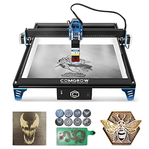 Comgrow Z1 Laser Engraver 10W Output Power, 24V Desktop 48W Laser Cutter and Engraving Machine with Eye Protection Compressed Laser Spot 0.08mm, 10000mm/min Diode Laser Cutting for Metal Wood