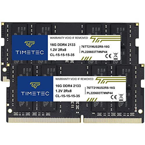 Timetec 32GB KIT(2x16GB) DDR4 SODIMM for Intel NUC KIT/Mini PC/HTPC/NUC Board 2133MHz PC4-17000 Non-ECC Unbuffered 1.2V CL15 Dual Rank 260 Pin Computer Memory Ram Module Upgrade (32GB KIT(2x16GB))