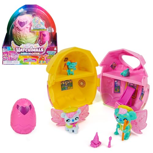 Hatchimals CollEGGtibles, Rainbow-Cation Family Hatchy Home, 3 Characters, up to 3 Babies (Style Varies), Stocking Stuffers for Kids
