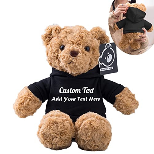 Customized Gifts for Women/Men Teddy Bear with Custom Text, Personalized Teddy Bear with Hoodie for Family/Friends, Impressive Gifts for Christmas/Valentines Day/Birthday (11 in-Black)