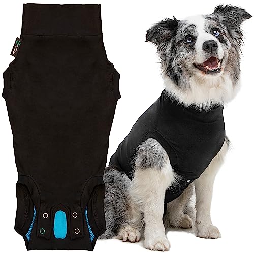 Suitical Recovery Suit for Dogs - Dog Surgery Recovery Suit with Clip-Up System - Breathable Fabric for Spay, Neuter, Skin Conditions, Incontinence - Medium Dog Suit, Black