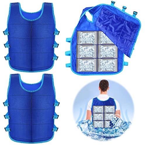 Jexine 2 Pcs Cooling Vest with 24 Pcs Ice Pack Adjustable Ice Vest for Men Women Hot Weather Working Running (Basic Style)