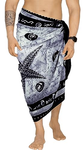 LA LEELA Men's Standard Vacation Dashiki Sarong Full Pareo Beach Wrap One Size Denim, Star