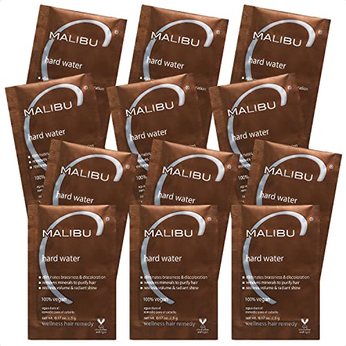 Malibu C Hard Water Wellness Hair Remedy (12 Packets) - Removes Hard Water Deposits & Impurities from Hair - Contains Vitamin C Complex for Hair Shine + Vibrancy