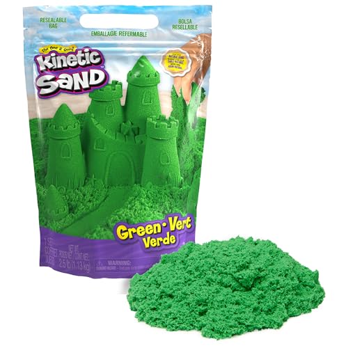 Kinetic Sand, 2.5lbs Green Play Sand, Moldable Sensory Toys for Kids, Resealable Bag, Holiday & Christmas Gifts for Kids Ages 3+