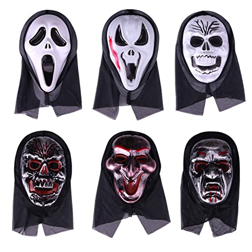 IAMAGOODLADY Halloween Decorations,Mask With Shroud, Halloween Scream Mask Full Head Masks Scary Masks Party Horror Costume Accessory,Spooky Party Carnival Supplies,Scary Ghost Creepy Decor