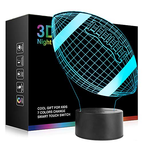 Ticent Football Gifts Night Light, Soccer 3D Desk Lamp 7 Color Changing Decoration Lighting for Boys Girls Birthday Holiday Christmas Gift