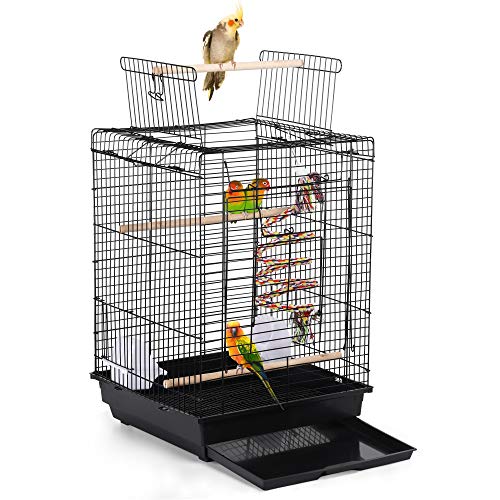 Yaheetech Open Play Top Travel Bird Cage for Conure Sun Parakeet Green Cheek Conure Lovebird Budgie Finch Canary, Small-Size Travel Portable