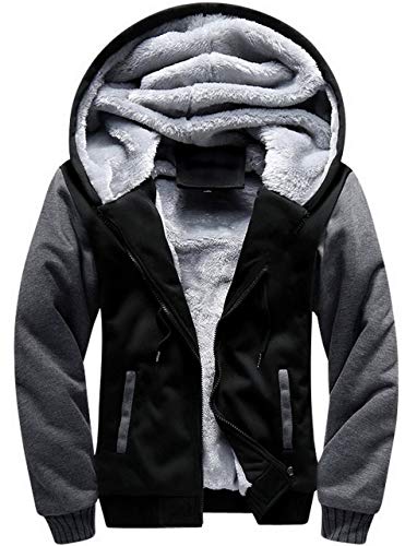 ZITY Men's Fleece Hooded Jackets Black XX-Large