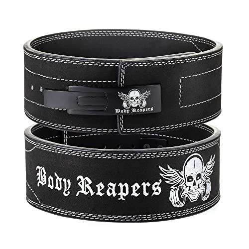 Body Reapers Weight Lifting Belt for Men & Women, Heavy Duty Lever Belt Weightlifting Belt Made of Calfskin Leather 10mm Thick, 4 Inch Wide - Powerlifting Belt for Back Support, Gym & Fitness Training