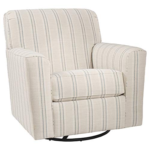 Signature Design by Ashley Alandari Striped Traditional 360-Degree Swivel Accent Chair, Beige