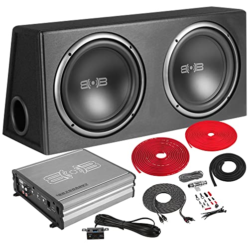 BELVA BPKG212v2 1200W Dual 12' Car Subwoofer with Ported Enclosure, Monoblock Amplifier, Wiring Kit and Remote Bass Knob