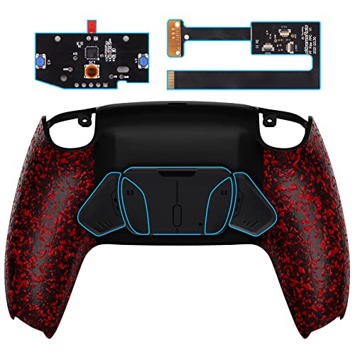 eXtremeRate Textured Red Programable RISE4 Remap Kit for PS5 Controller BDM 010 & BDM 020, Upgrade Board & Redesigned Back Shell & 4 Back Buttons for PS5 Controller - Controller NOT Included