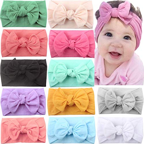 AYCHLG Bows Headbands For Baby Girls 12Pcs, IIS Newborn Infant Toddler Hairbands and Child Hair Accessories