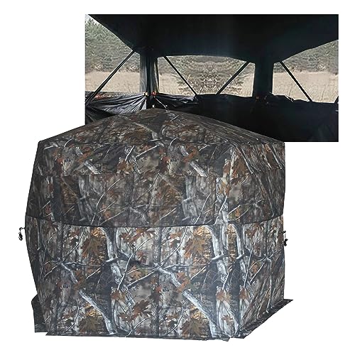 ThunderBay Gobbler Lodge 5-Side Hunting Blind, 4 Person Ground Blind for Deer Hunting, 300D Oxford Fabric Deer Blind, JX Hardwood Camo Pattern…