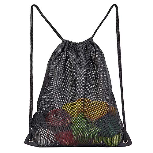 COVAX Heavy Duty Mesh Drawstring Bag, Sport Equipment Storage Bag for Beach, Swimming