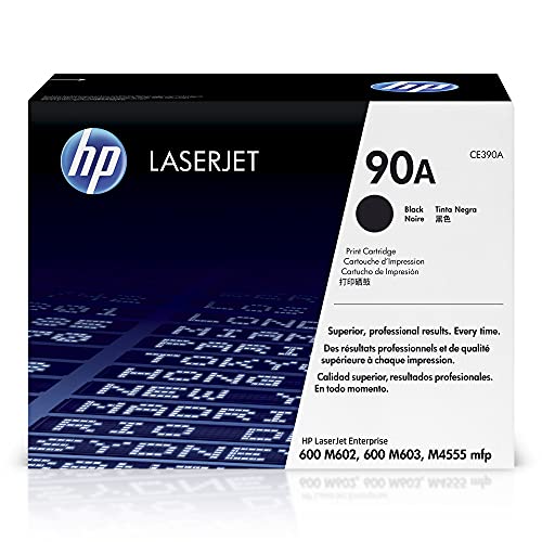 HP 90A Black Toner Cartridge | Works with HP LaserJet Enterprise 600 M602, M603 Series, HP LaserJet Enterprise M4555 MFP Series | CE390A