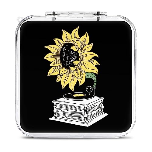 Sunflower Phonograph Game Card Case for Switch Customized Pattern Switch Lite Portable Storage Cartridge Box with 12 Game Card Slots