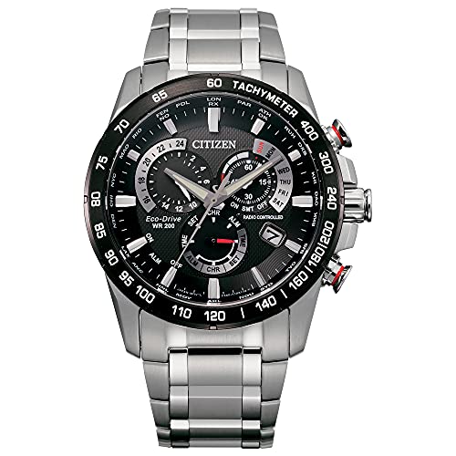Citizen Men's Eco-Drive Sport Luxury PCAT Chronograph Watch Stainless Steel, Black Dial (Model: CB5898-59E)
