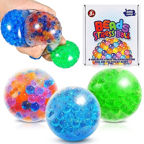 3 Set Squishy Sensory Stress Relief Squeezing Balls for Kids and Adults: Best Calming Tool to Relieve Anxiety, Vent Mood and Improve Focus, Stocking Stuffers for Kids, Christmas Goodie Bag Stuffers