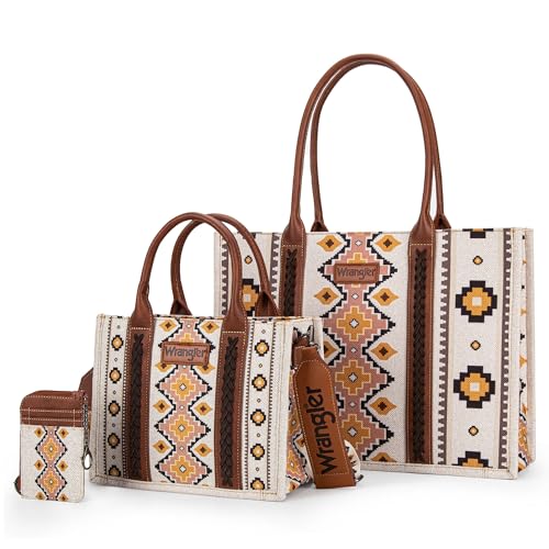 Wrangler Purses and Handbags for Women Boho Aztec Tote Bag Hobo Shoulder Top Handle Handbags with Wide Guitar Strap Fall Collection Christmas Gift WG2202-MIXWCF