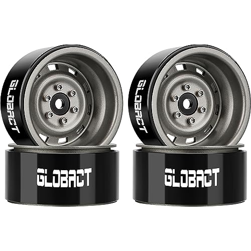 GLOBACT 1.9 Beadlock Wheels RC Wheel Hub for 1/10 TRX4 TRX6 Axial SCX10 I II III Pro Redcat RC Crawler Upgrade Accessories (4Pcs Titanium)