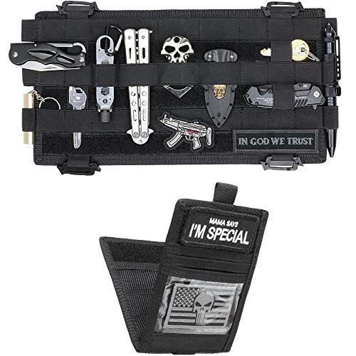 WYNEX Molle Visor Panel Organizer, Tactical Car Sun Visor Cover Molle Webbing Compatible Elastic Slots Vehicle Visor Storage Holder Pouch with 3 Elastic Strap Compatible F150 F550 Tundra