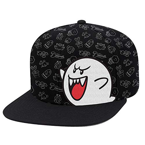 Controller Gear Super Mario Flat Bill Snap Back Hat (Boo Pattern)