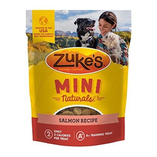 Zuke’s Mini Naturals Soft And Chewy Dog Treats For Training Pouch, Natural Treat Bites With Salmon Recipe - 6 oz. Bag
